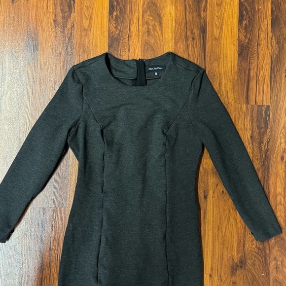 Pink Tartan Long Sleeve Sheath Dress | XS | Minimalist Classic - Picture 2 of 7